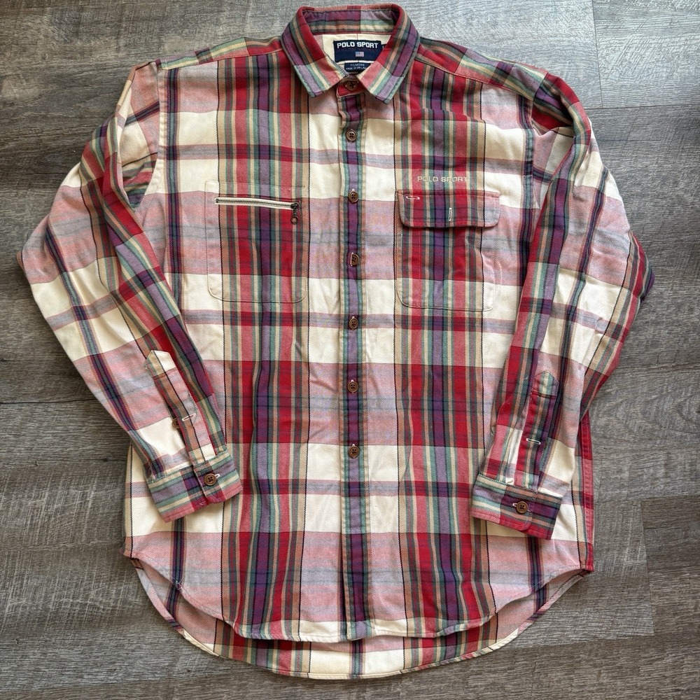 Polo Sport Ralph Lauren Filmore Plaid Shirt XL Regular Red Multi Zip Pocket